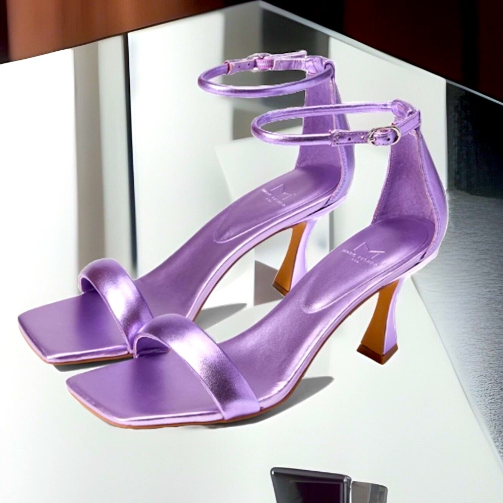 Marc Fisher Womens LTD Derine Purple Ankle Strap Heeled Sandals Square Toe Sz7.5